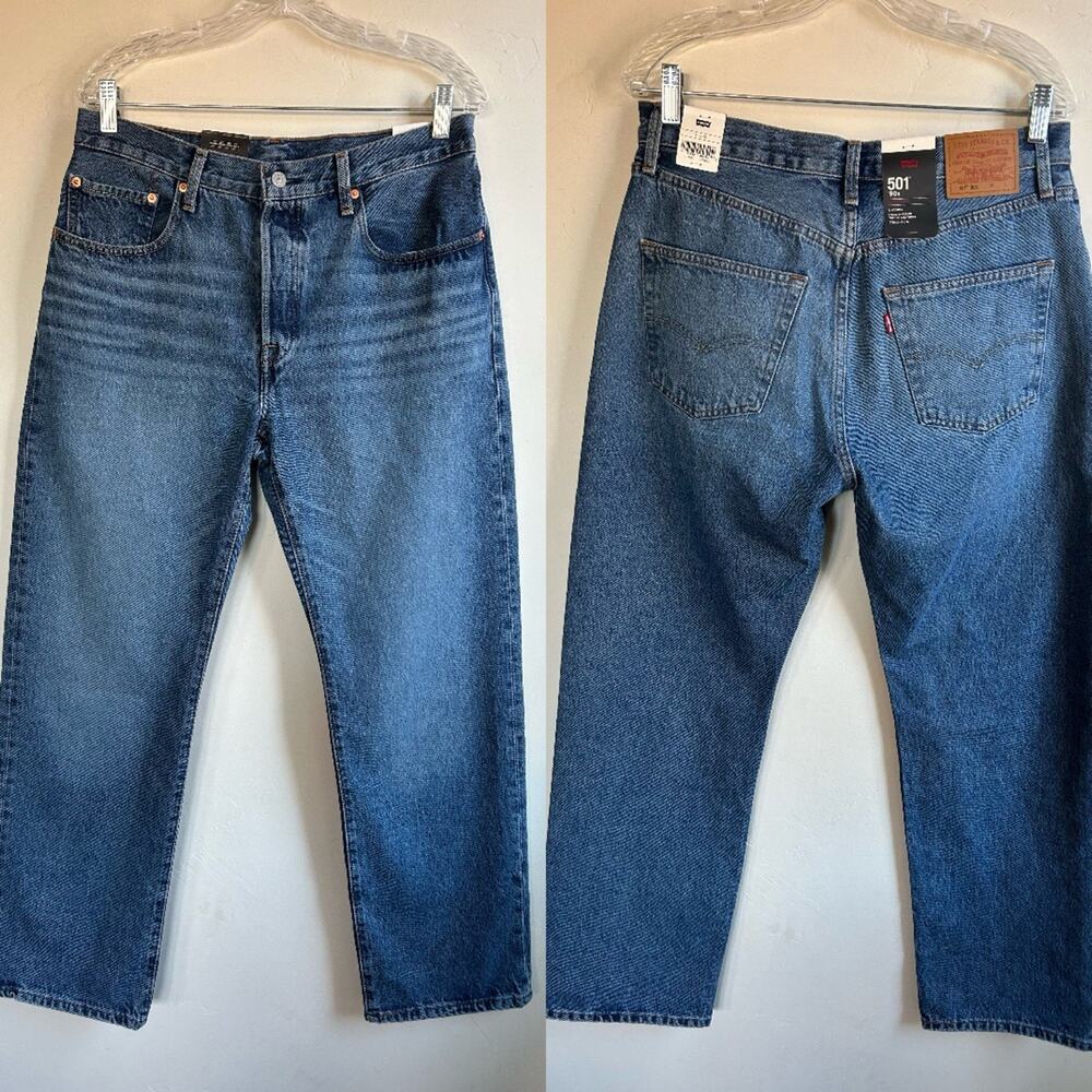 Levis 501 90s Jeans Womens 30x30 NWT Premium Mid Rise Loose Straight Blue